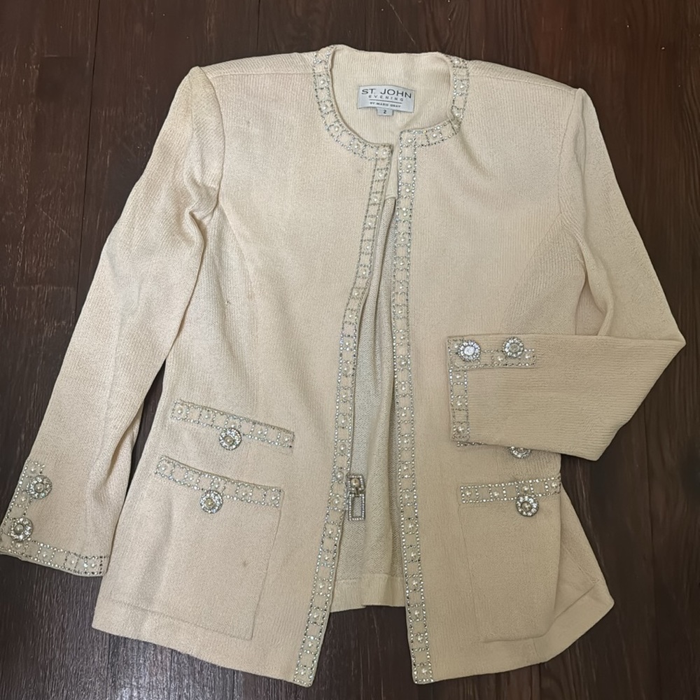 St. John Evening Vintage Gemstone Evening Jacket Size 2